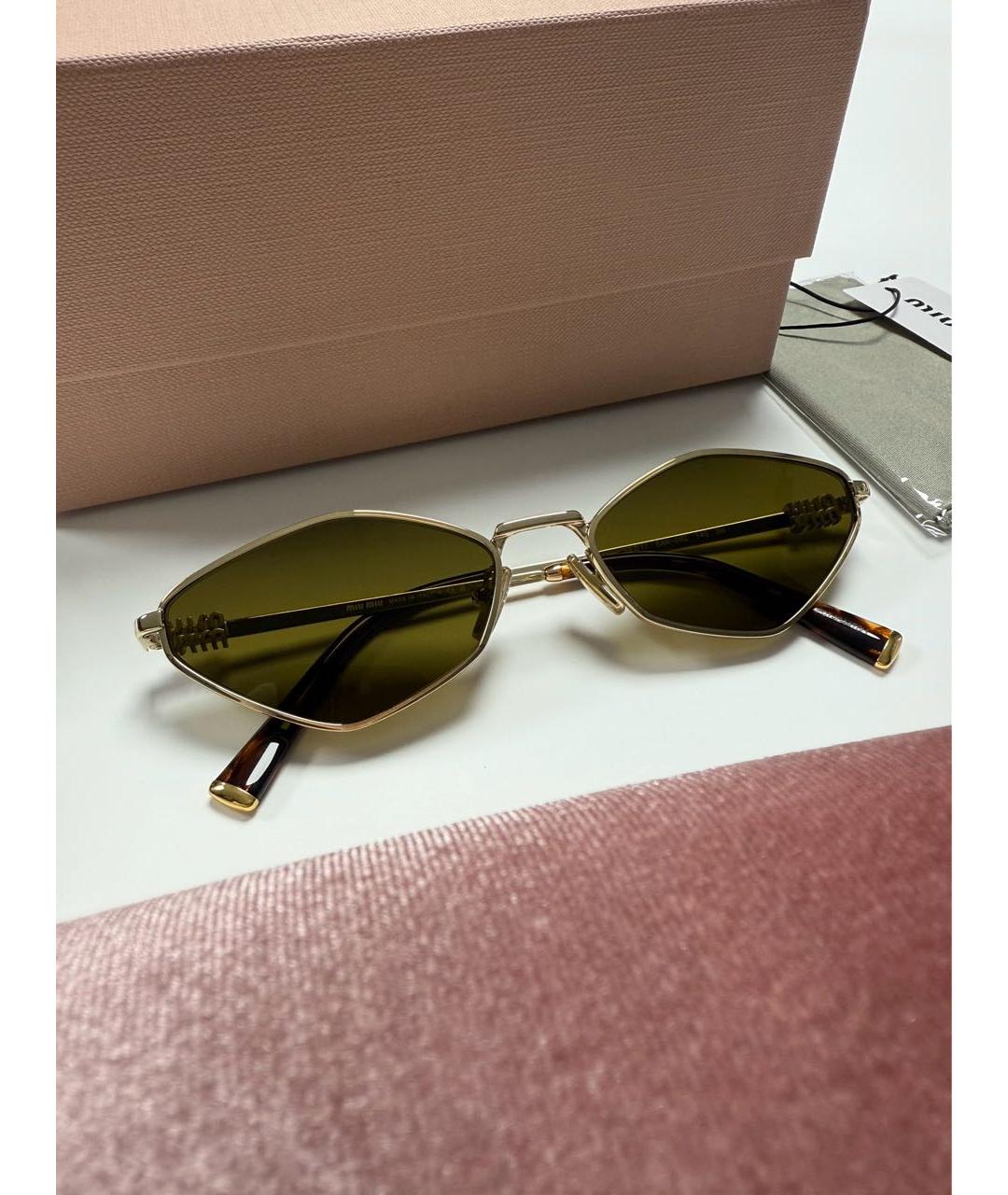 MIU MIU Коричневые металлические солнцезащитные очки, фото 2