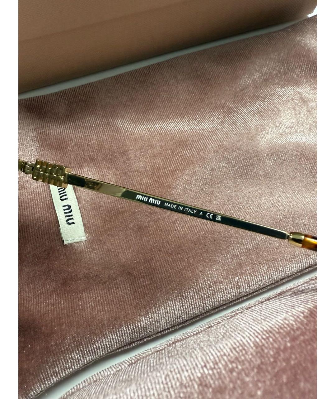 MIU MIU Коричневые металлические солнцезащитные очки, фото 6