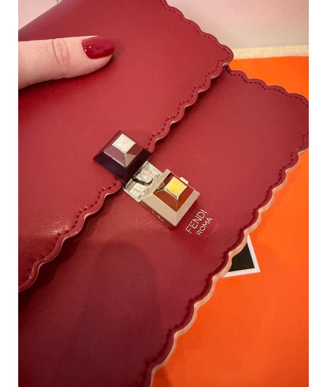 FENDI Красная кожаная сумка через плечо, фото 6