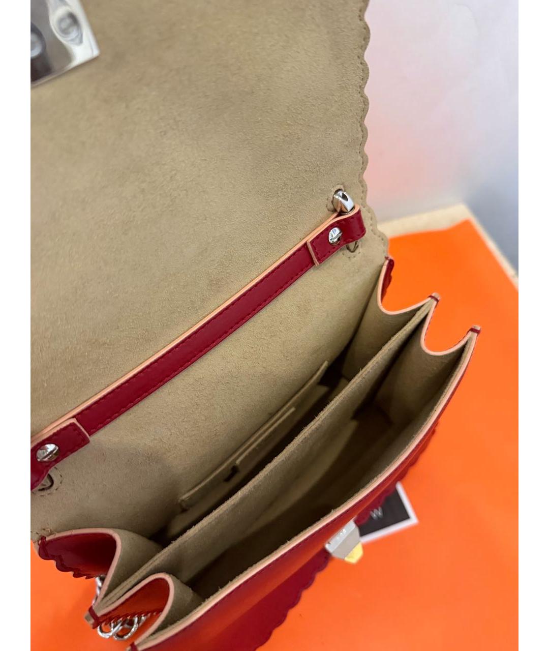 FENDI Красная кожаная сумка через плечо, фото 4