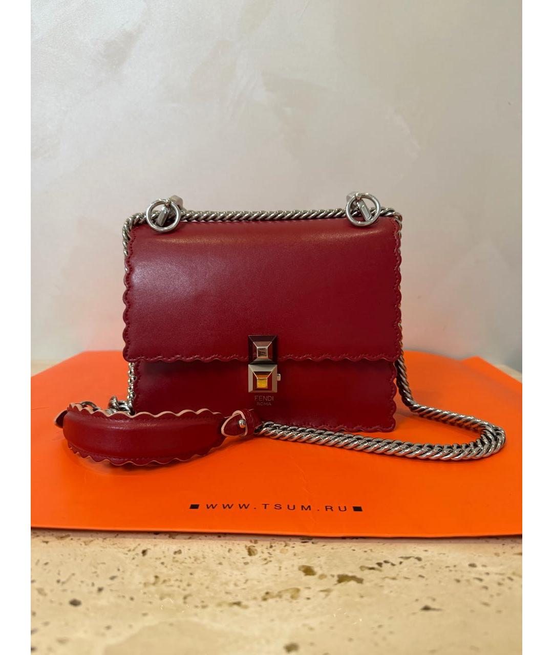 FENDI Красная кожаная сумка через плечо, фото 8