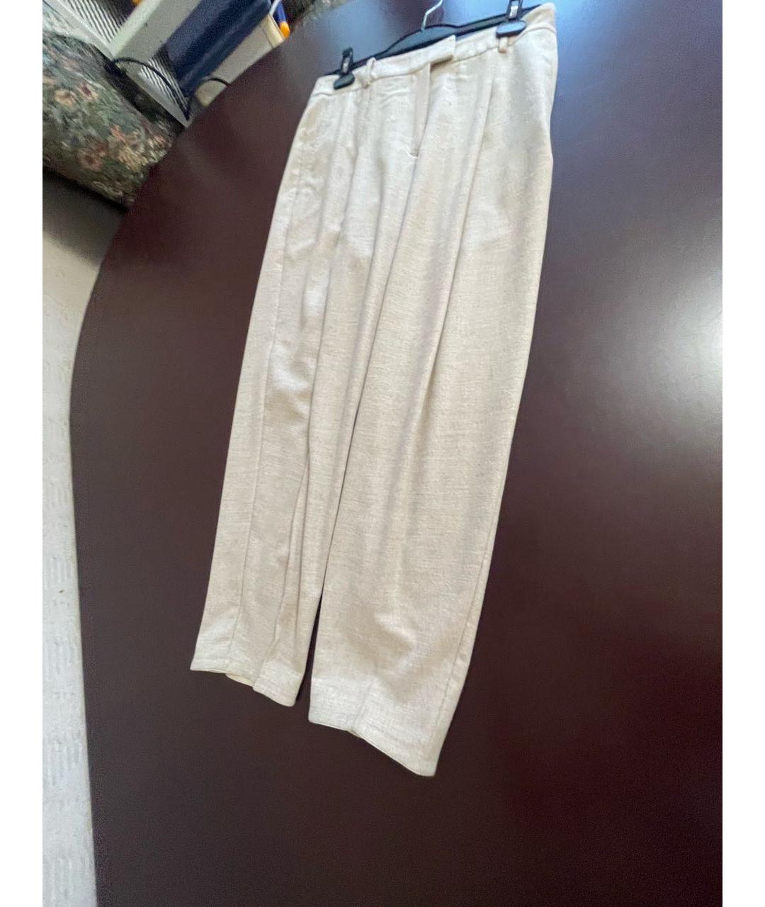 HUGO BOSS Бежевые шерстяные прямые брюки, фото 2