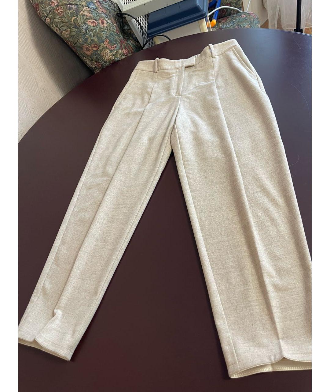 HUGO BOSS Бежевые шерстяные прямые брюки, фото 7
