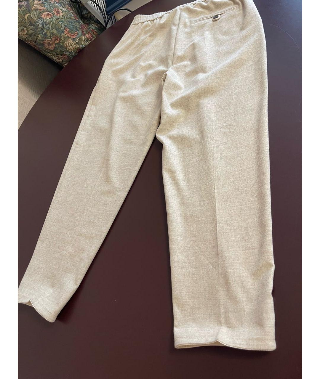 HUGO BOSS Бежевые шерстяные прямые брюки, фото 5