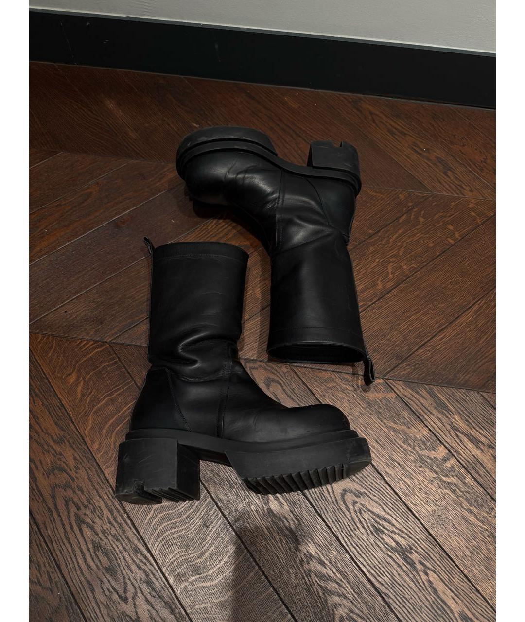 RICK OWENS Черные кожаные высокие ботинки, фото 9