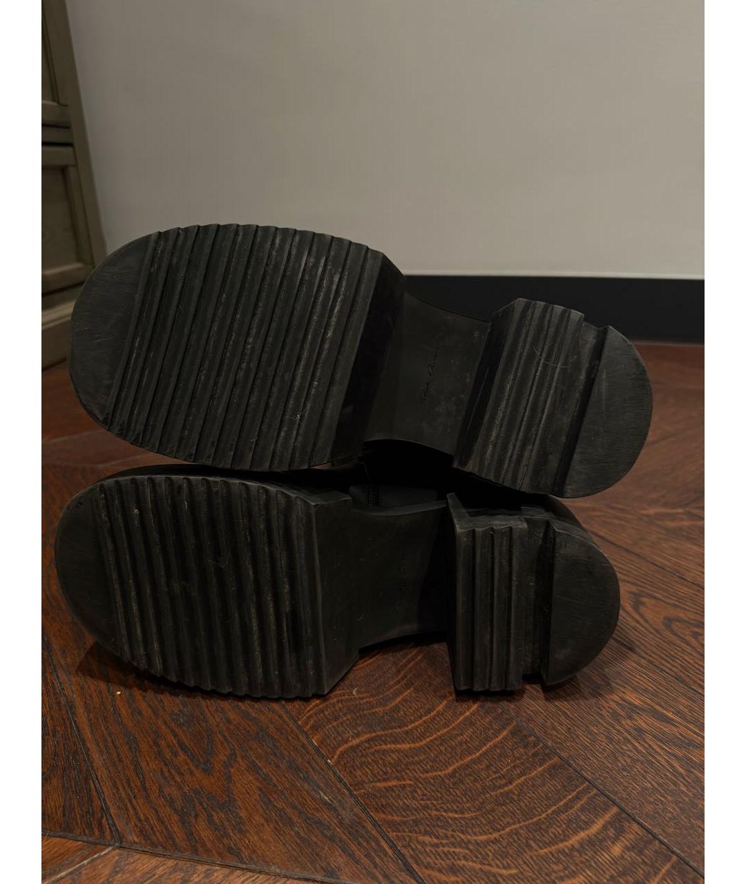 RICK OWENS Черные кожаные высокие ботинки, фото 4