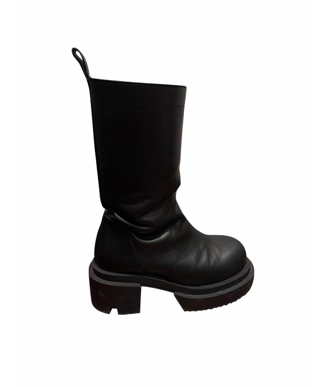 RICK OWENS Черные кожаные высокие ботинки, фото 1