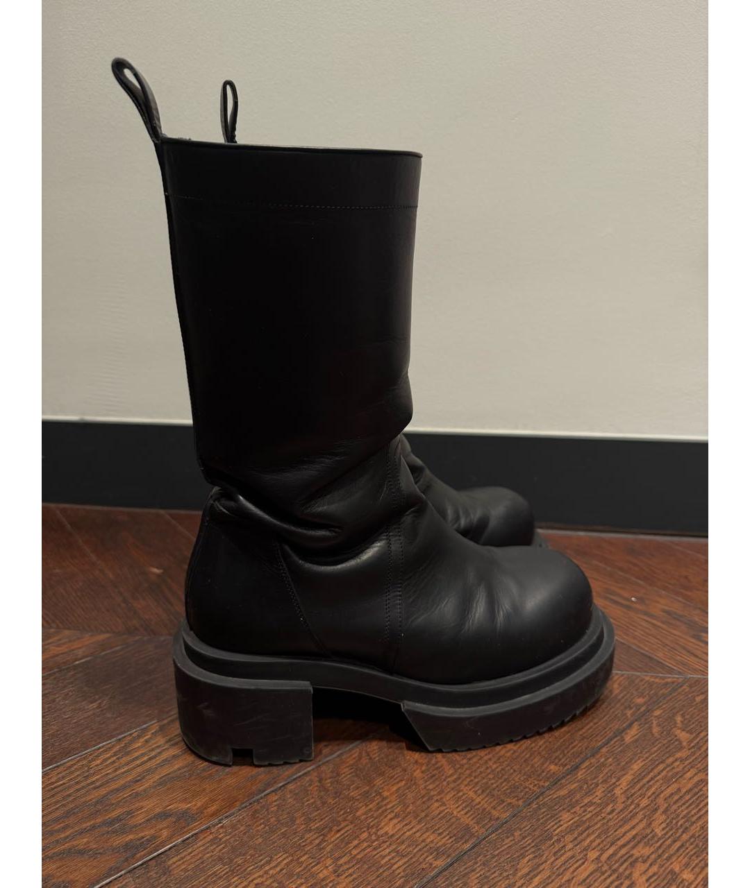 RICK OWENS Черные кожаные высокие ботинки, фото 2