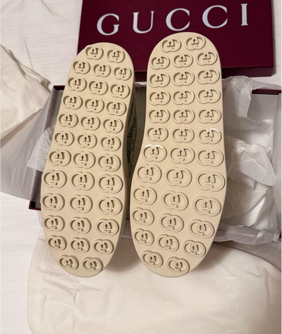 GUCCI Серебряные кожаные кеды, фото 3