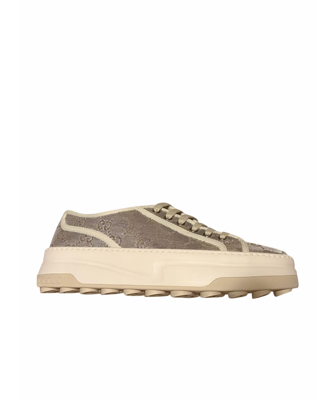 GUCCI Серебряные кожаные кеды, фото 1