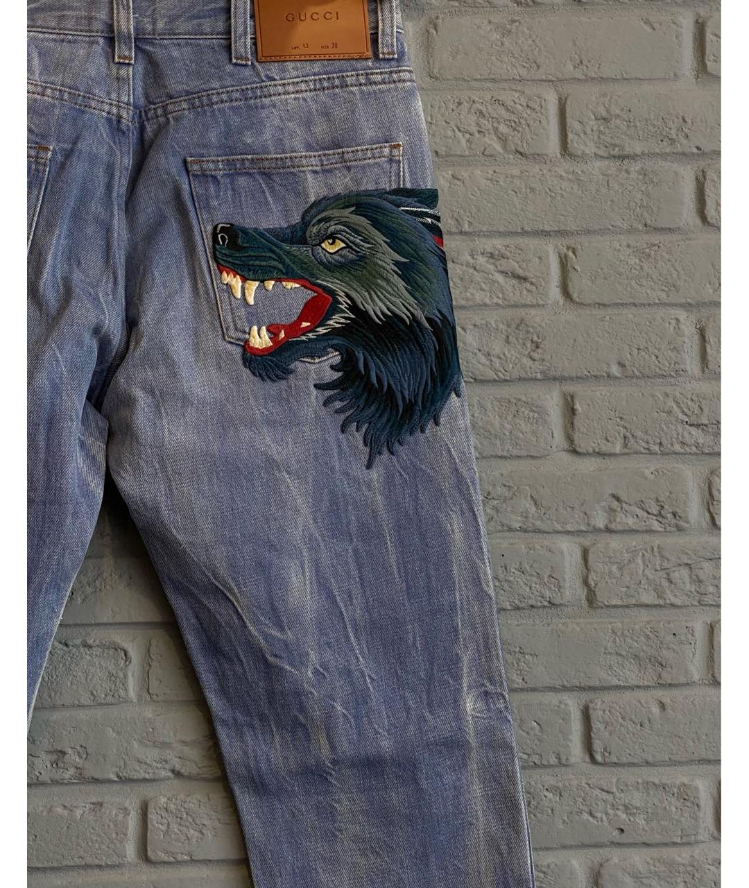 GUCCI Синие хлопковые прямые джинсы, фото 3