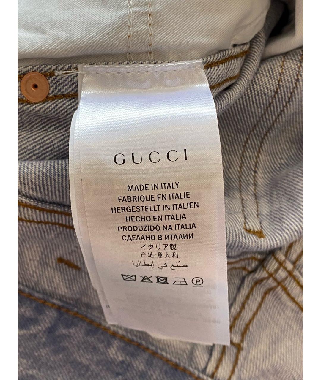 GUCCI Синие хлопковые прямые джинсы, фото 5