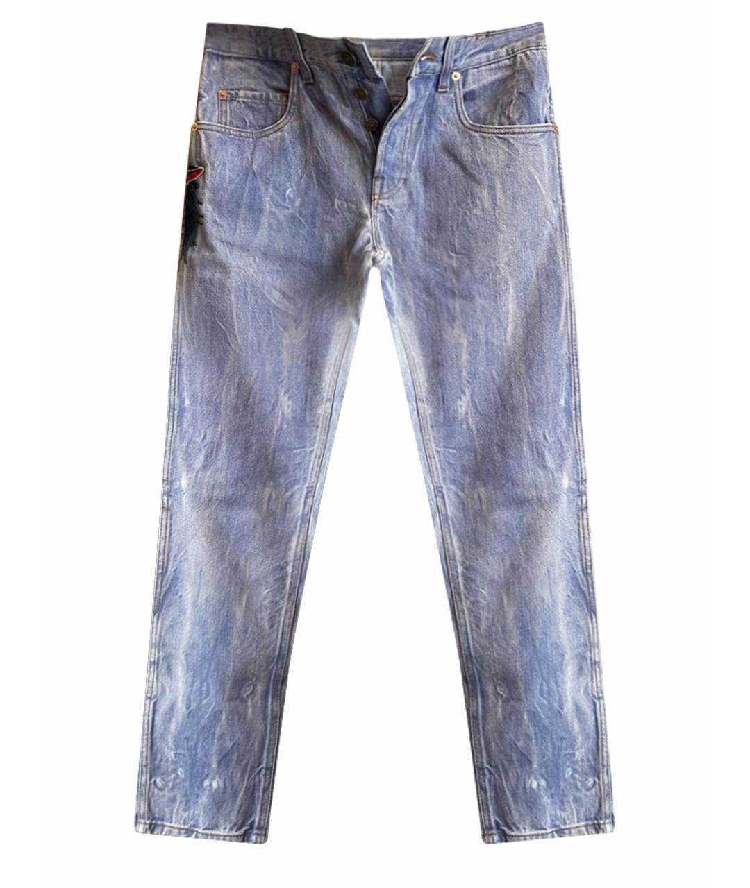 GUCCI Синие хлопковые прямые джинсы, фото 1