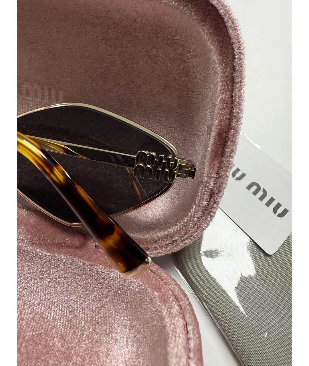 MIU MIU Золотые металлические солнцезащитные очки, фото 8