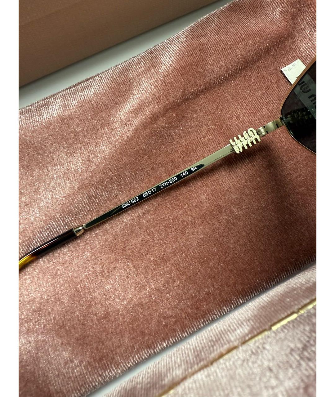 MIU MIU Золотые металлические солнцезащитные очки, фото 5