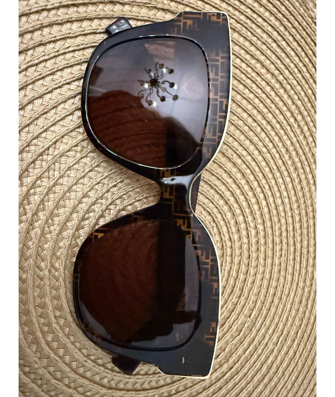 FENDI Коричневые пластиковые солнцезащитные очки, фото 2