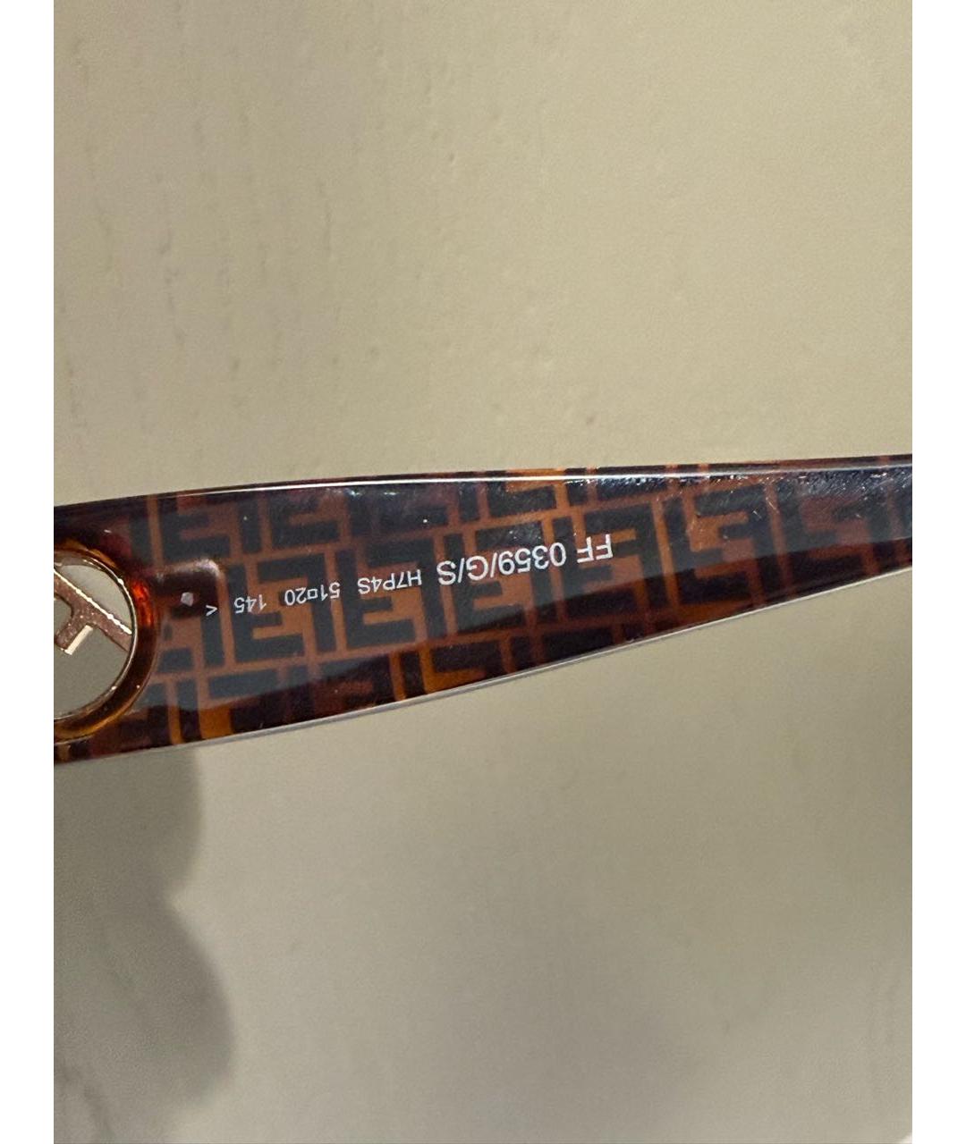 FENDI Коричневые пластиковые солнцезащитные очки, фото 4