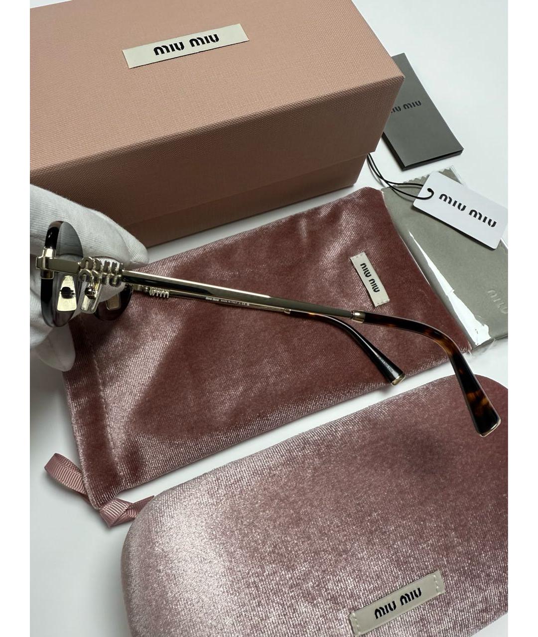 MIU MIU Золотые металлические солнцезащитные очки, фото 4