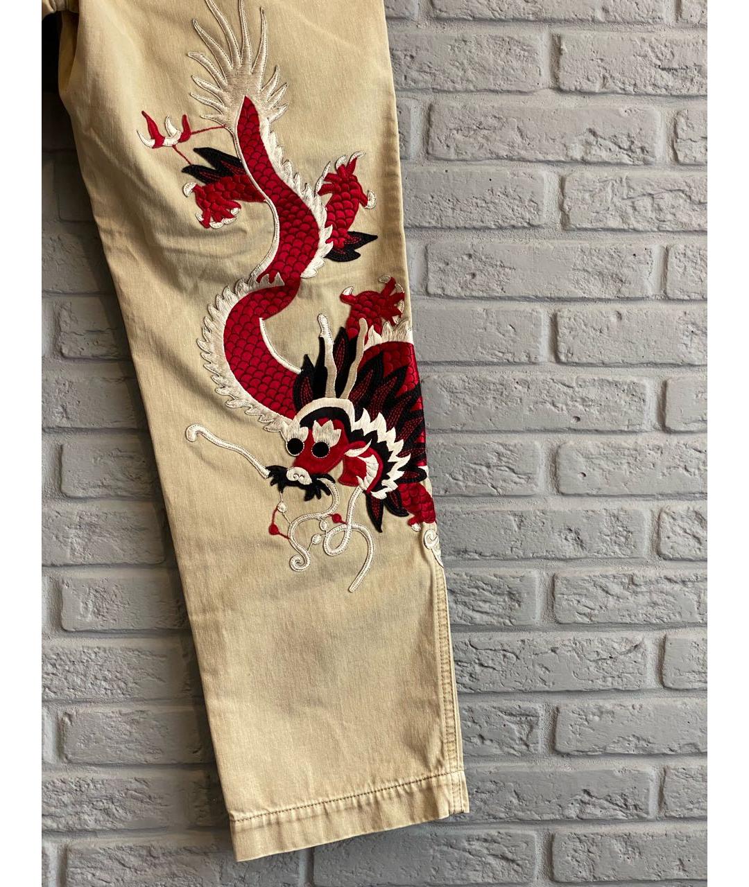 GUCCI Бежевые хлопковые брюки чинос, фото 3