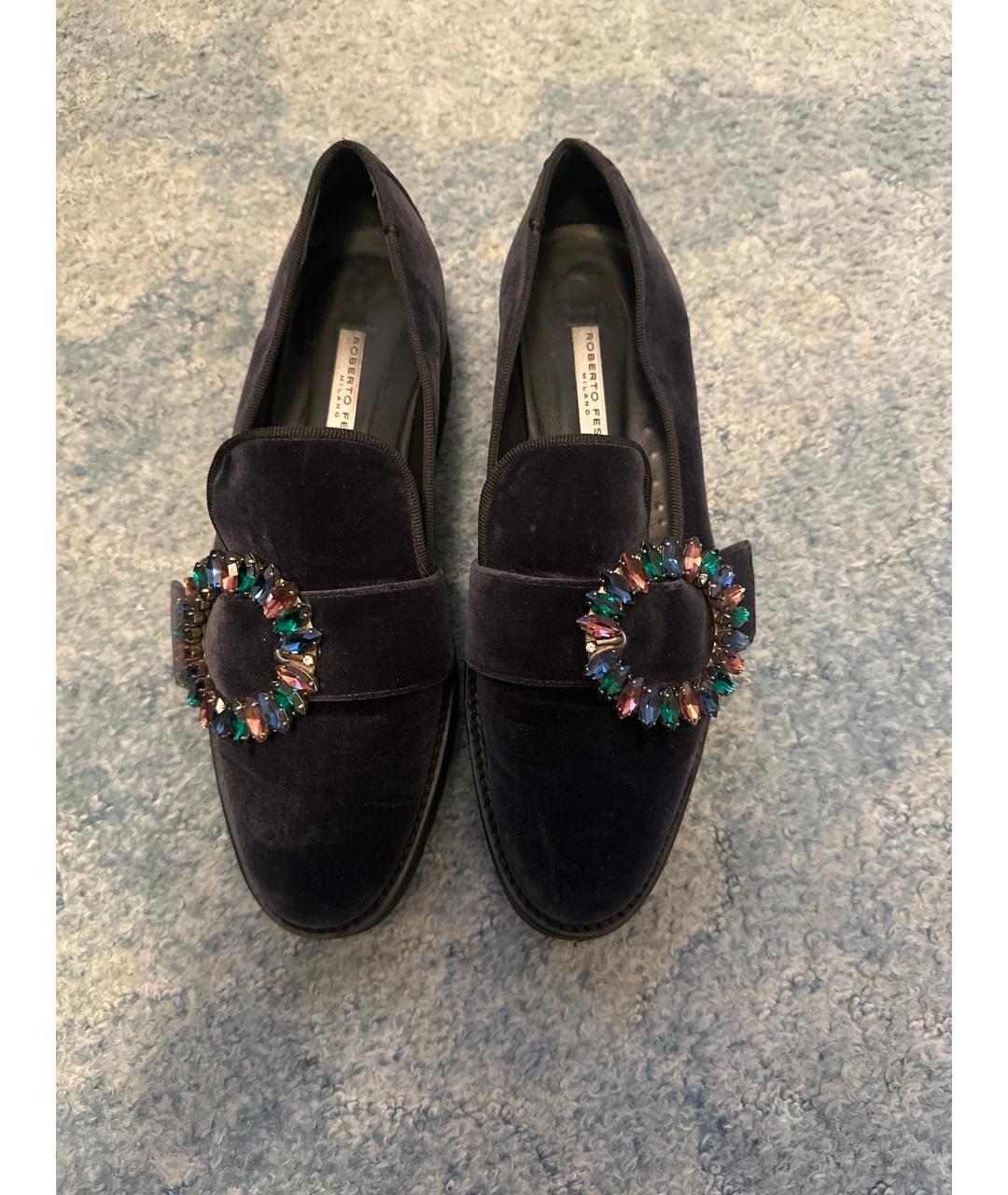 ROBERTO FESTA Темно-синие бархатные лоферы, фото 2