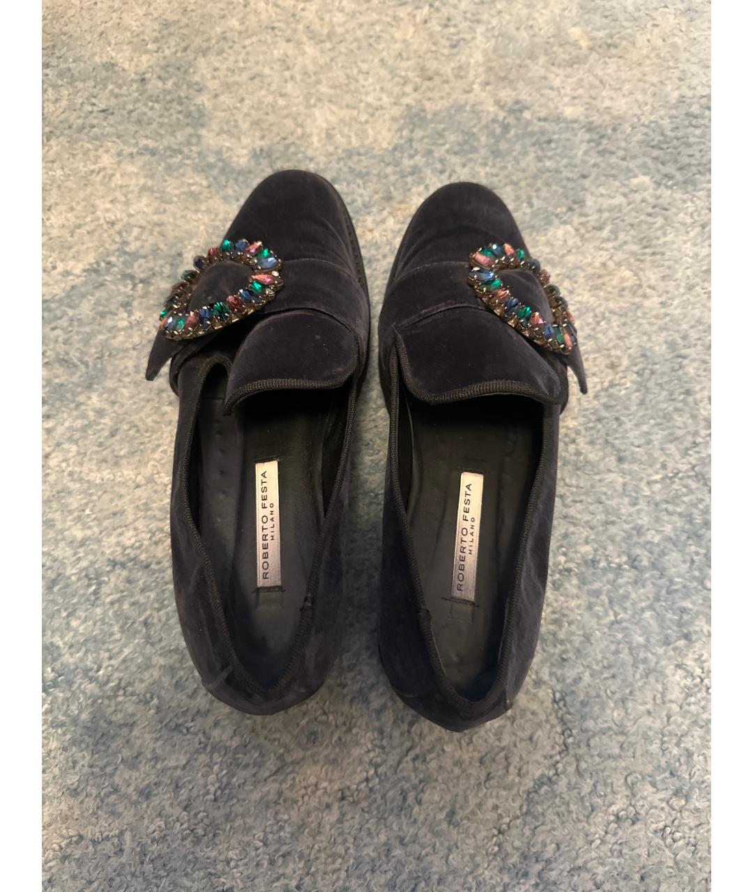 ROBERTO FESTA Темно-синие бархатные лоферы, фото 3