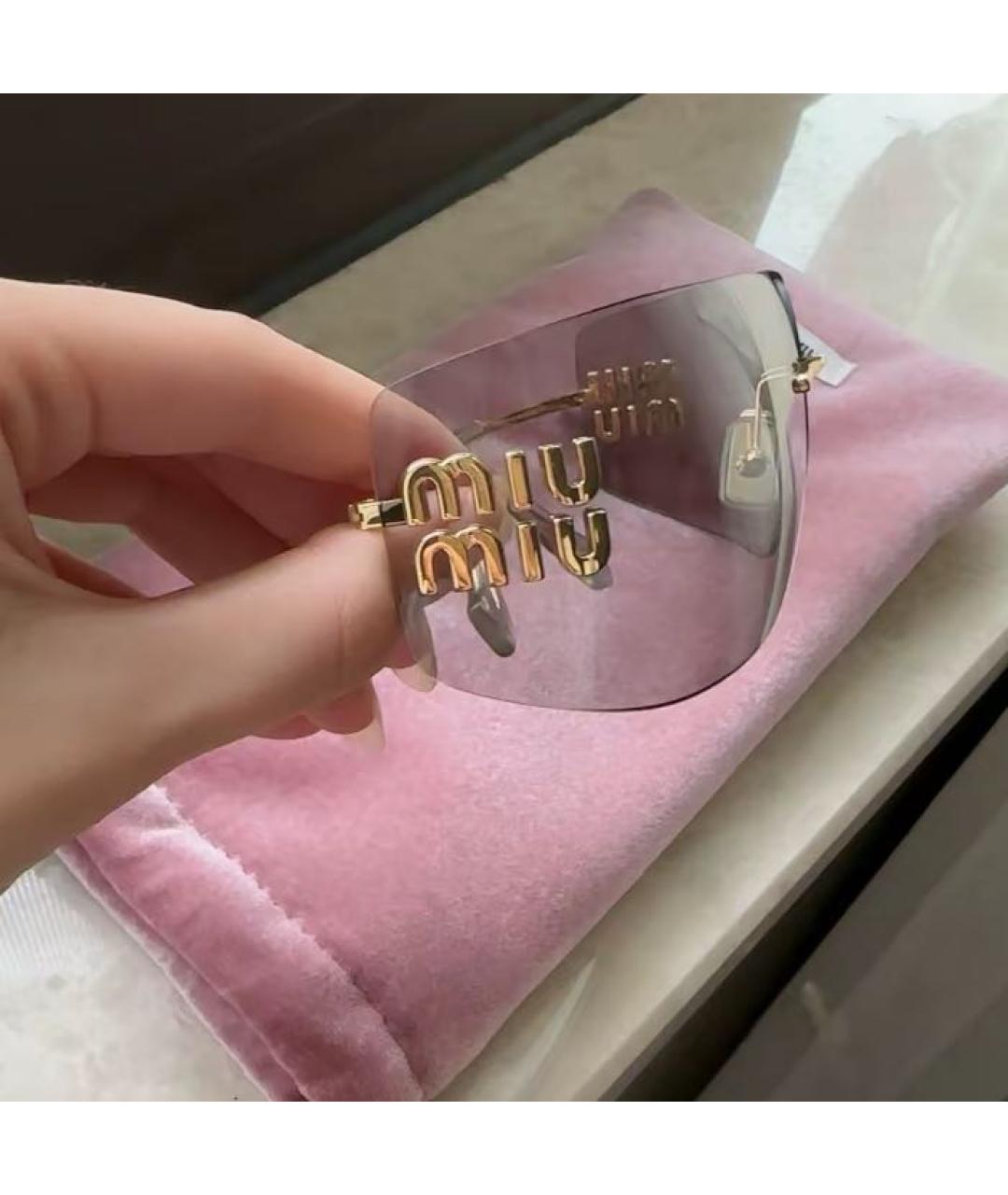 MIU MIU Золотые металлические солнцезащитные очки, фото 3