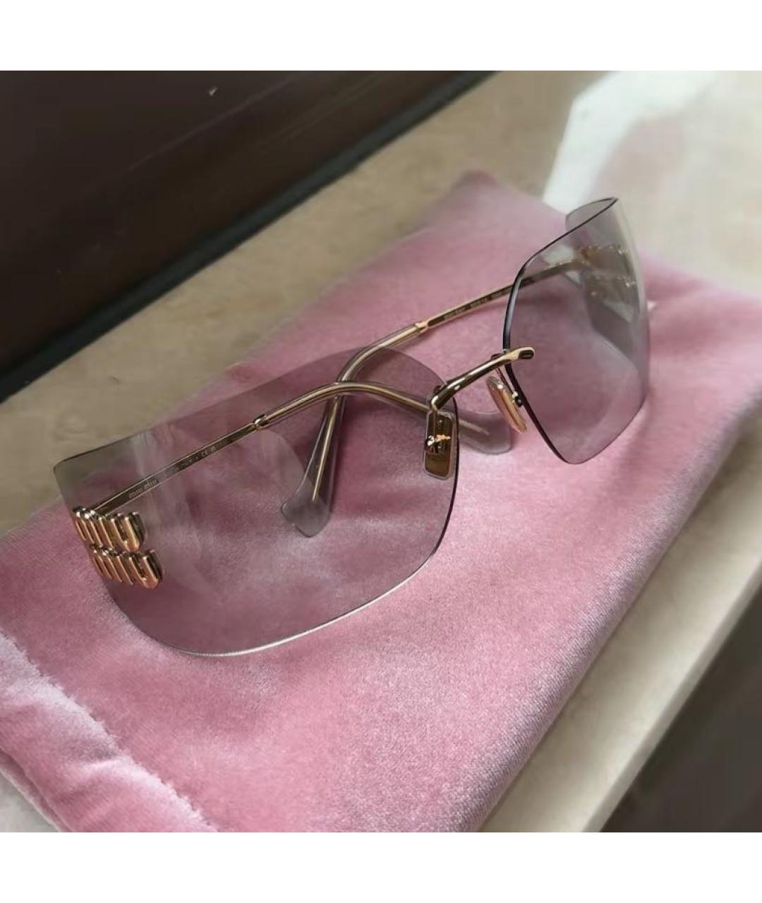 MIU MIU Золотые металлические солнцезащитные очки, фото 2