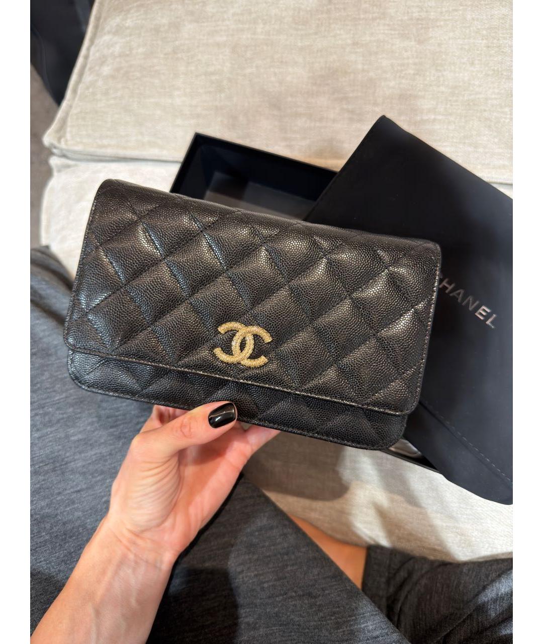 CHANEL Черная кожаная сумка через плечо, фото 7