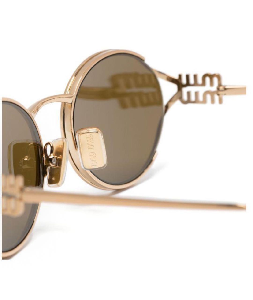 MIU MIU Золотые металлические солнцезащитные очки, фото 5