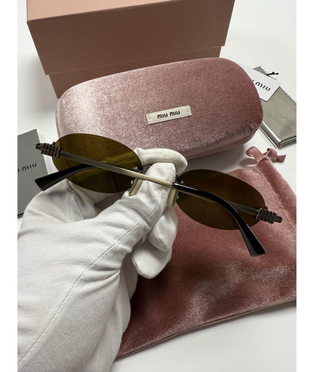MIU MIU Коричневые металлические солнцезащитные очки, фото 7