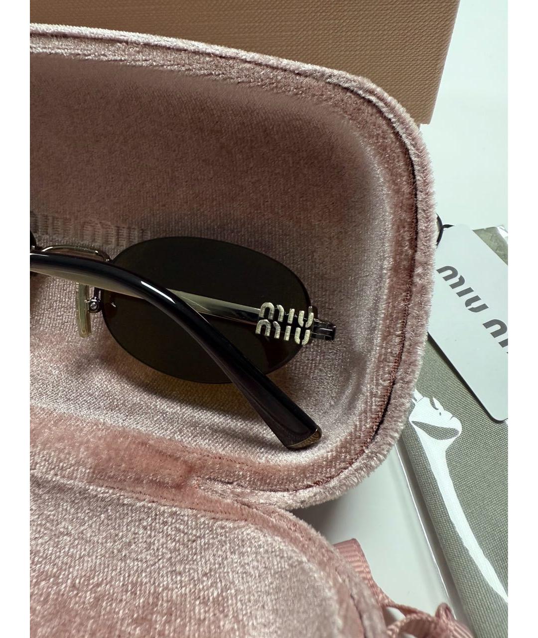 MIU MIU Коричневые металлические солнцезащитные очки, фото 8