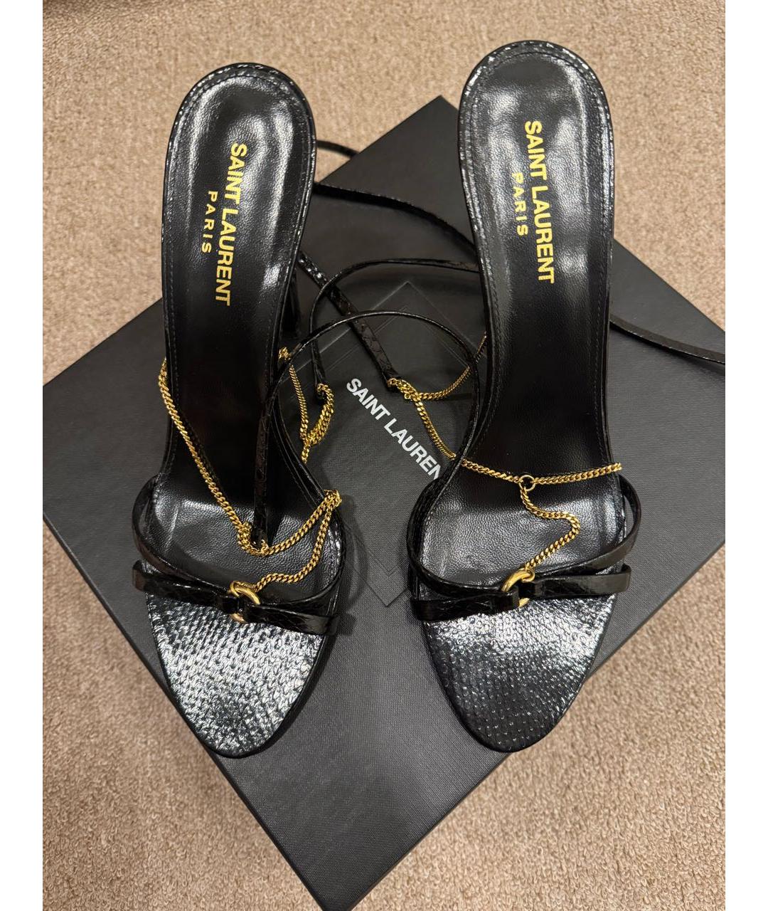 SAINT LAURENT Черные кожаные туфли, фото 2