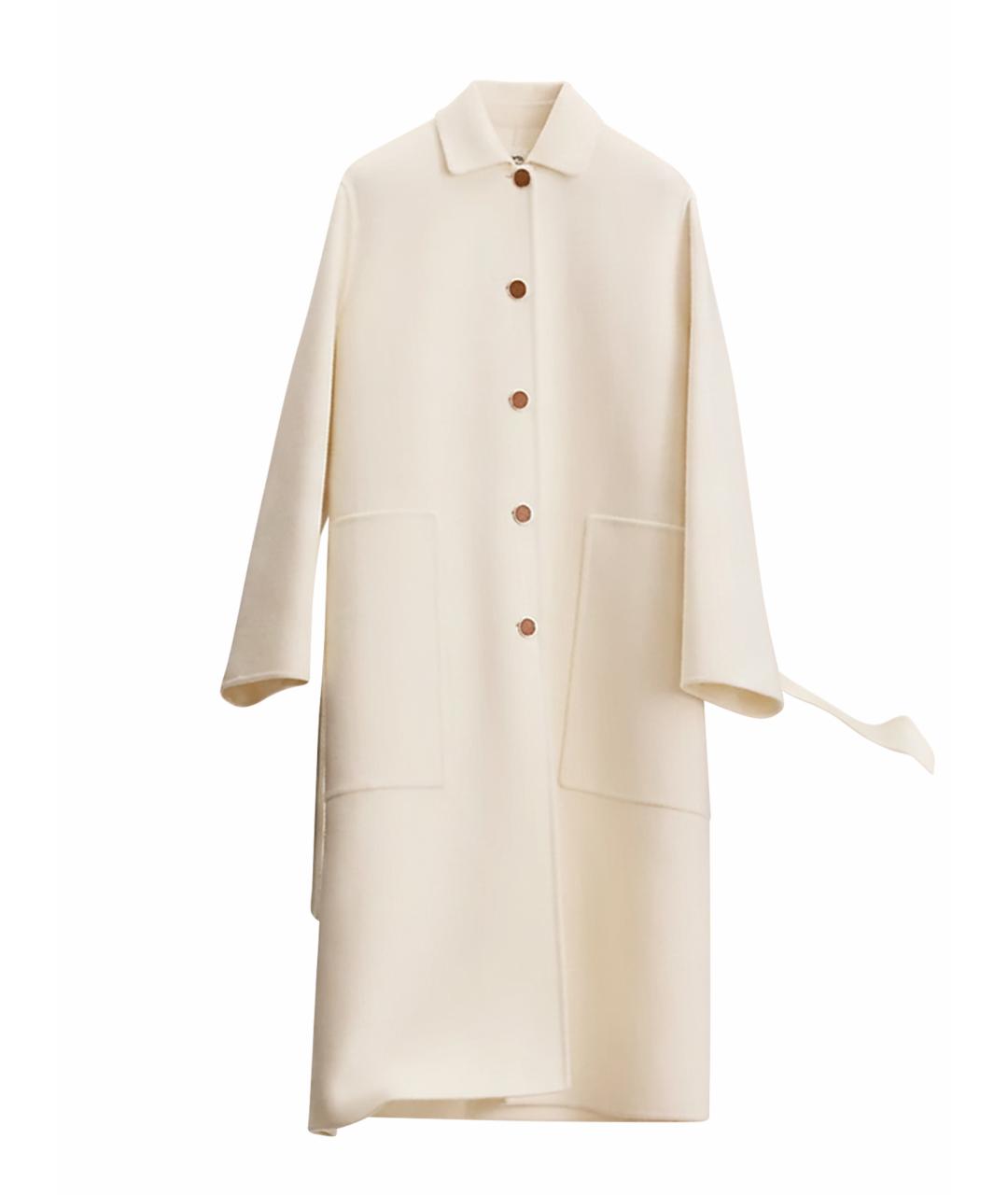 HERMES Белое шерстяное пальто, фото 1