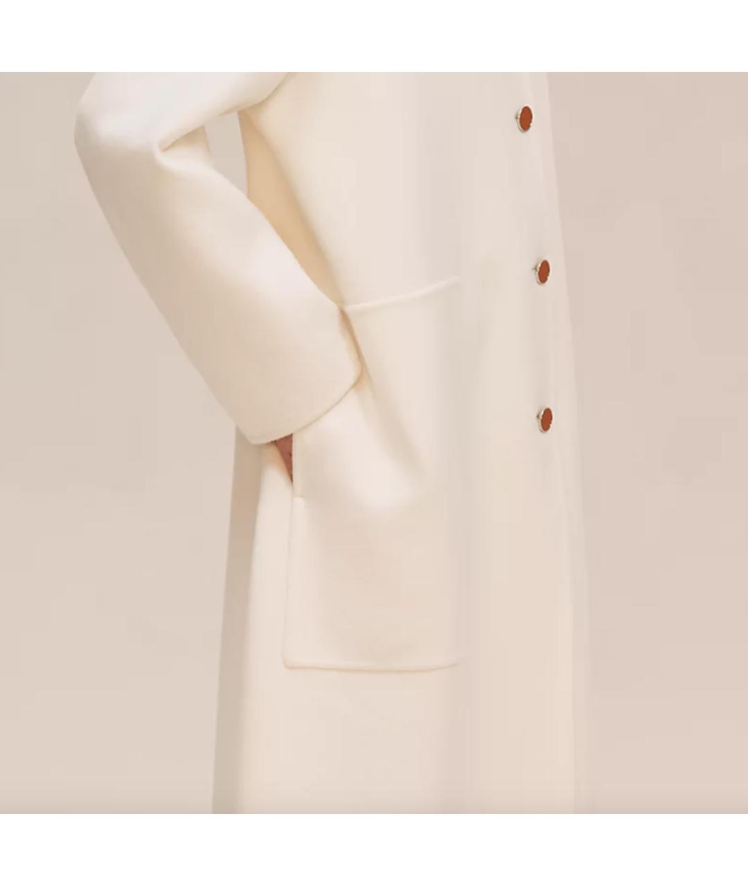 HERMES Белое шерстяное пальто, фото 6