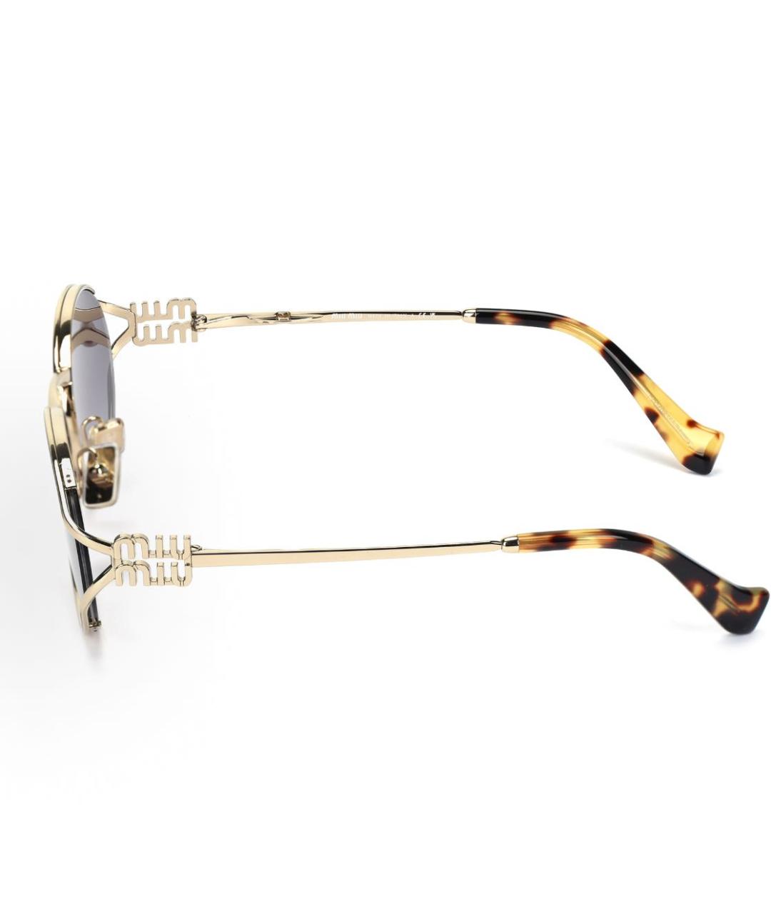 MIU MIU Золотые металлические солнцезащитные очки, фото 3