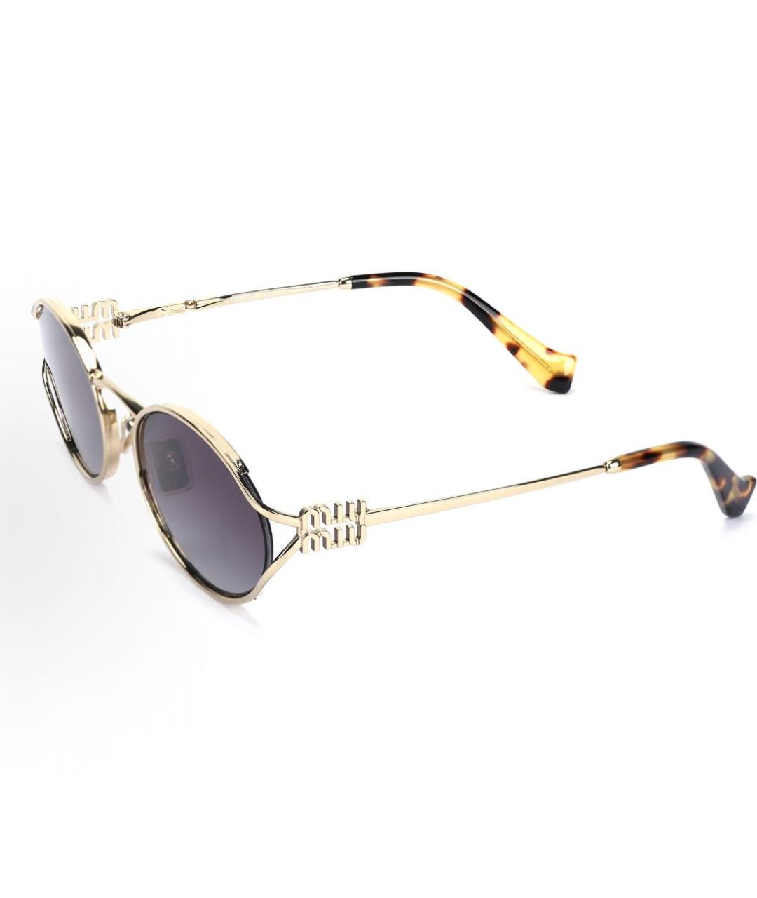 MIU MIU Золотые металлические солнцезащитные очки, фото 4
