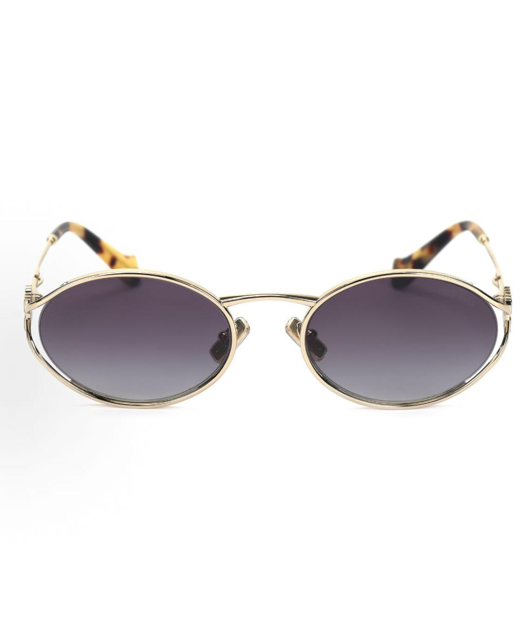 MIU MIU Золотые металлические солнцезащитные очки, фото 2