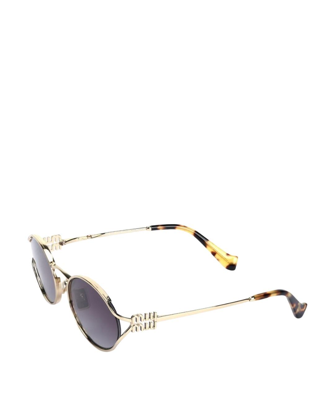 MIU MIU Золотые металлические солнцезащитные очки, фото 1