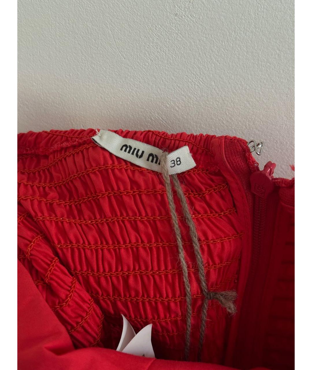 MIU MIU Красное хлопковое коктейльное платье, фото 5