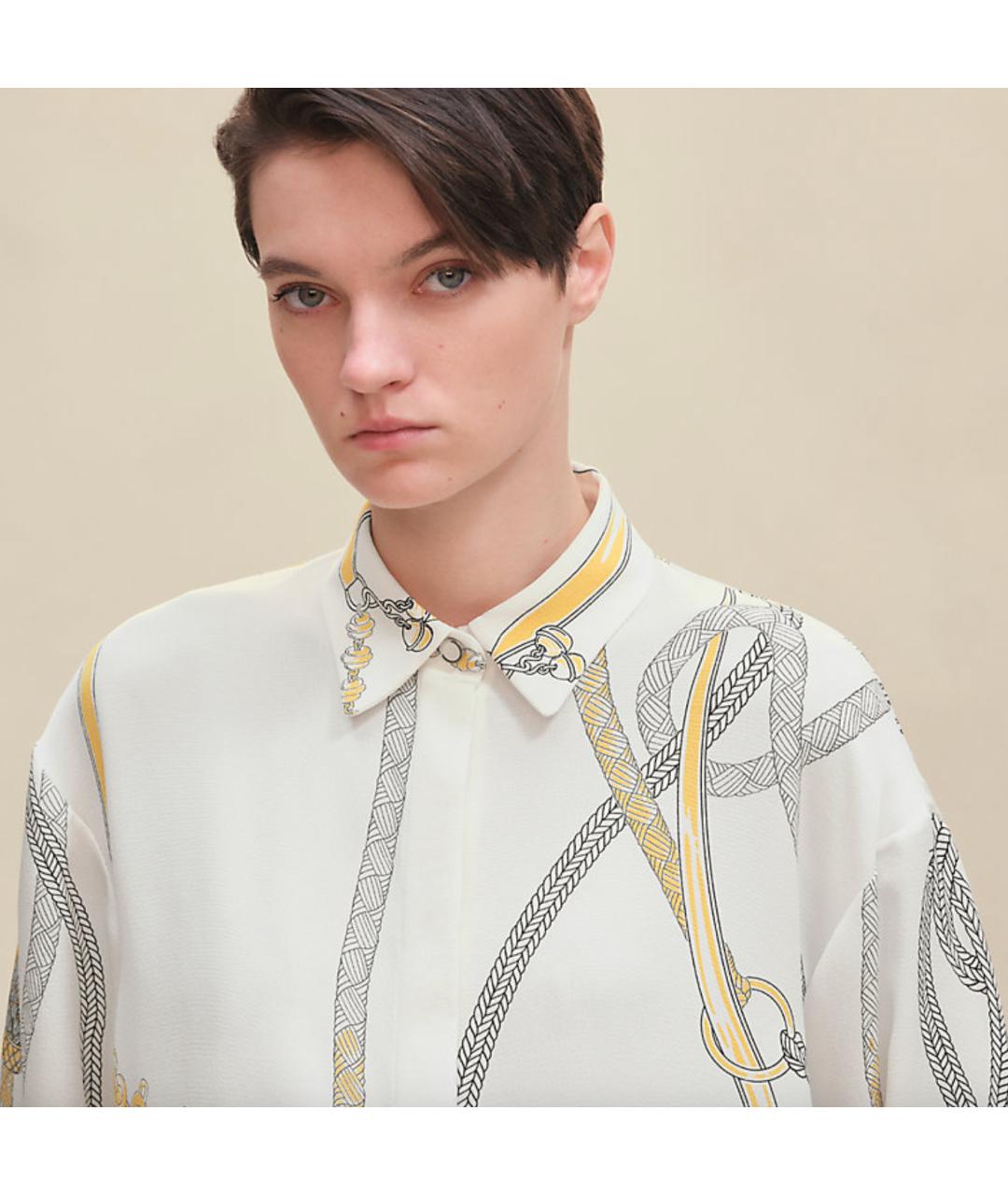 HERMES Бежевый шелковый костюм с брюками, фото 2