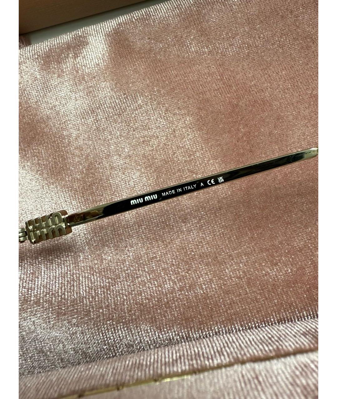 MIU MIU Розовые металлические солнцезащитные очки, фото 6