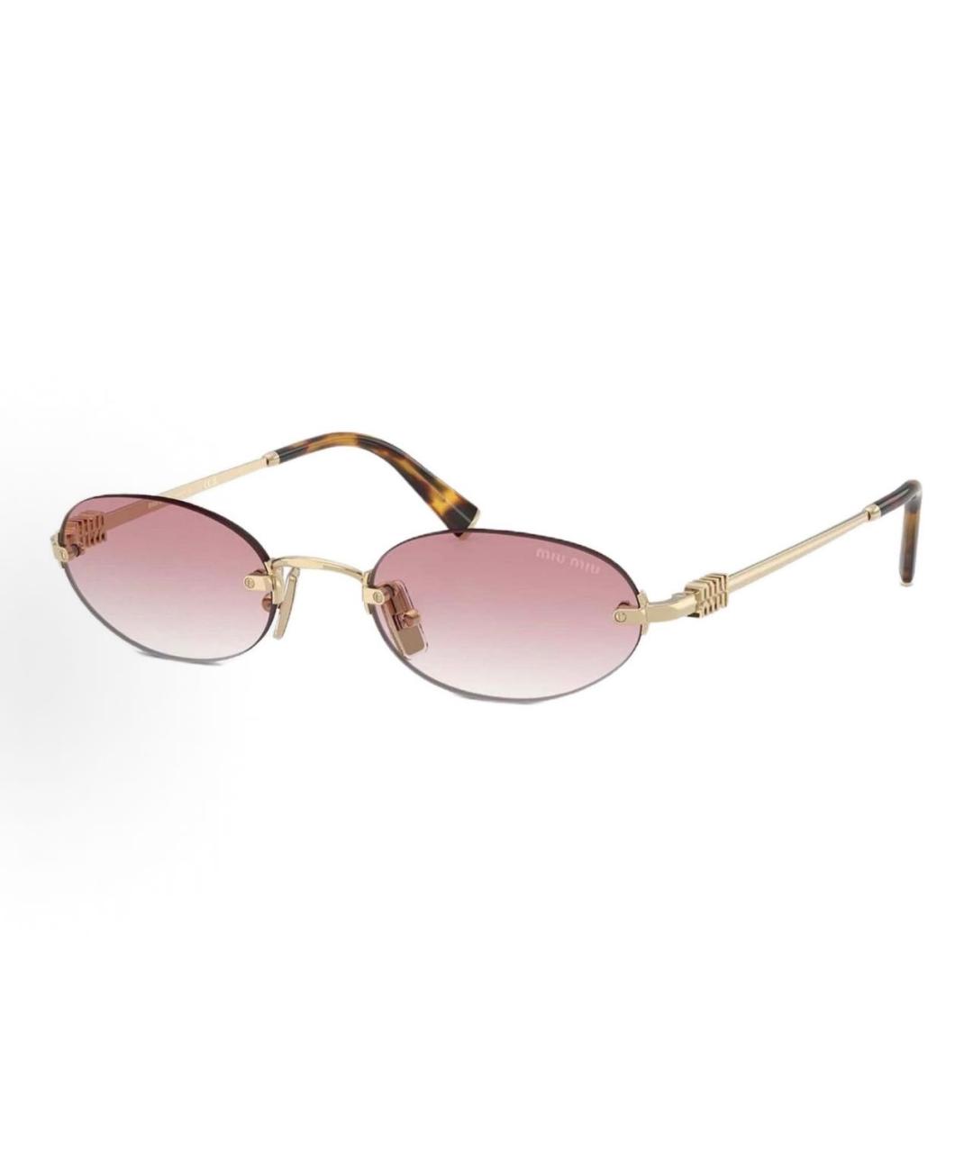 MIU MIU Розовые металлические солнцезащитные очки, фото 9