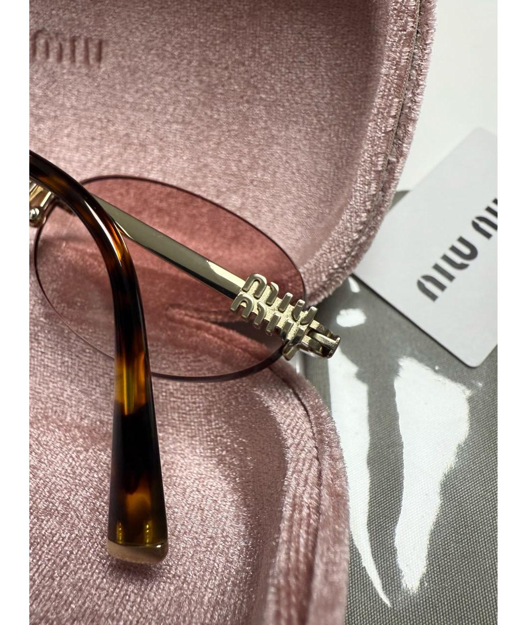MIU MIU Розовые металлические солнцезащитные очки, фото 8