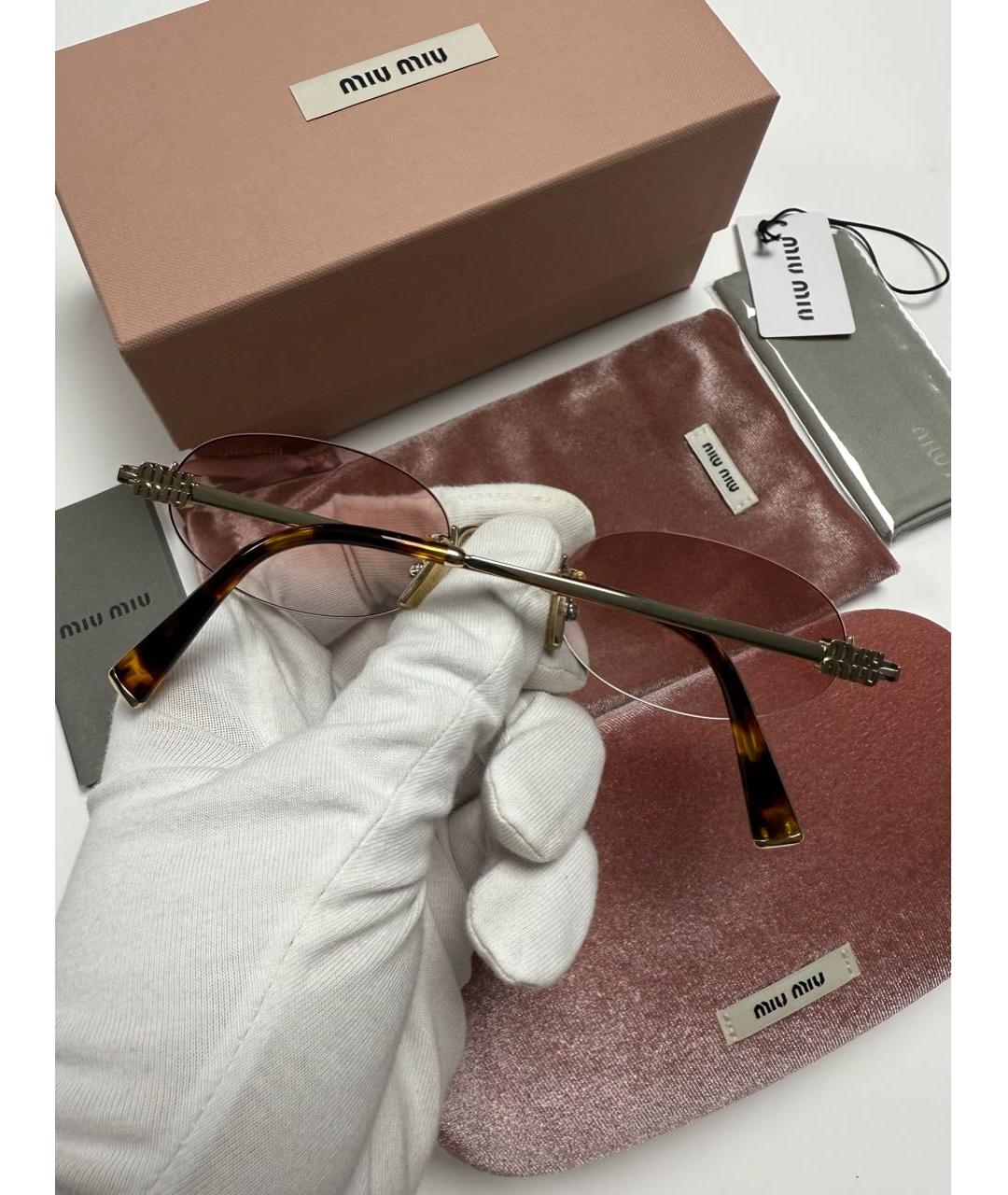 MIU MIU Розовые металлические солнцезащитные очки, фото 7