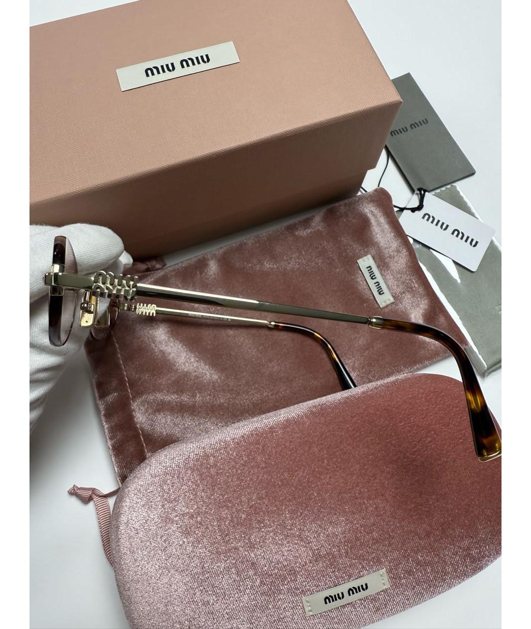 MIU MIU Розовые металлические солнцезащитные очки, фото 4