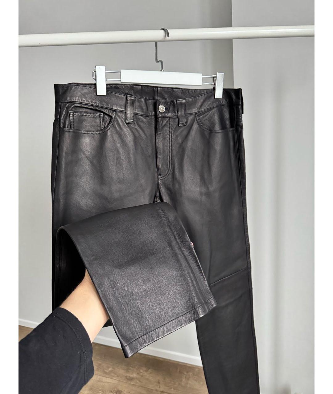 GUCCI Черные кожаные повседневные брюки, фото 3