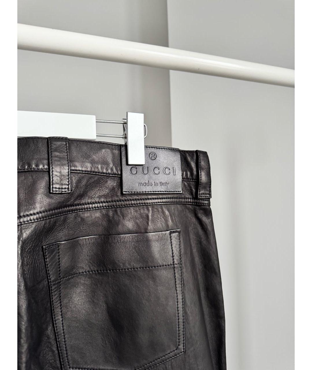 GUCCI Черные кожаные повседневные брюки, фото 4