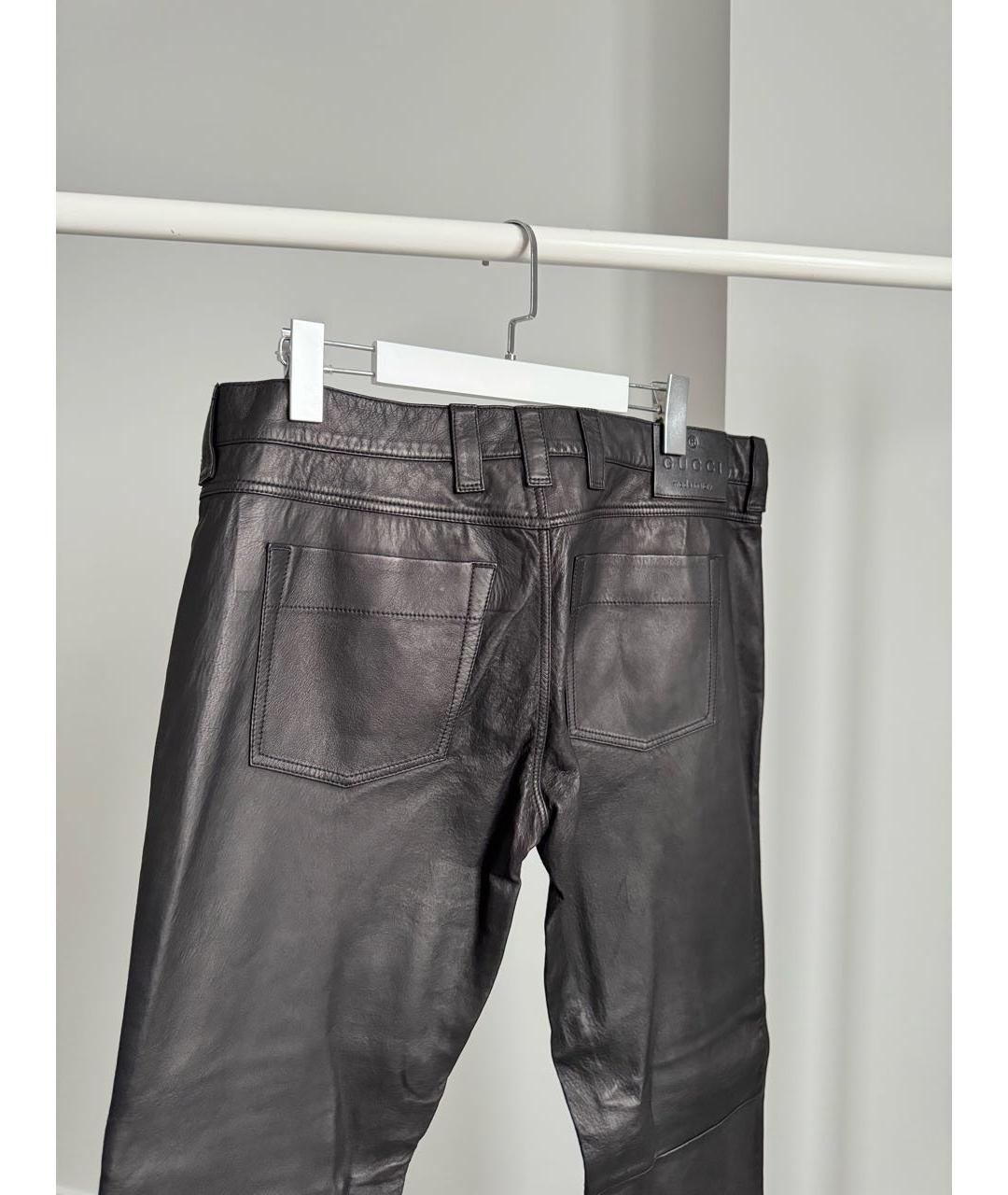 GUCCI Черные кожаные повседневные брюки, фото 5