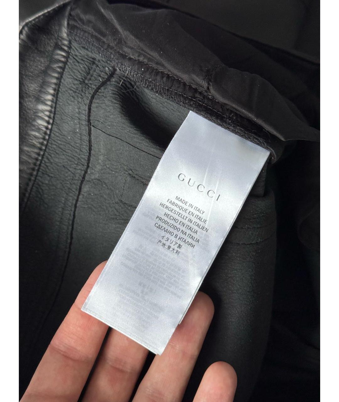 GUCCI Черные кожаные повседневные брюки, фото 7