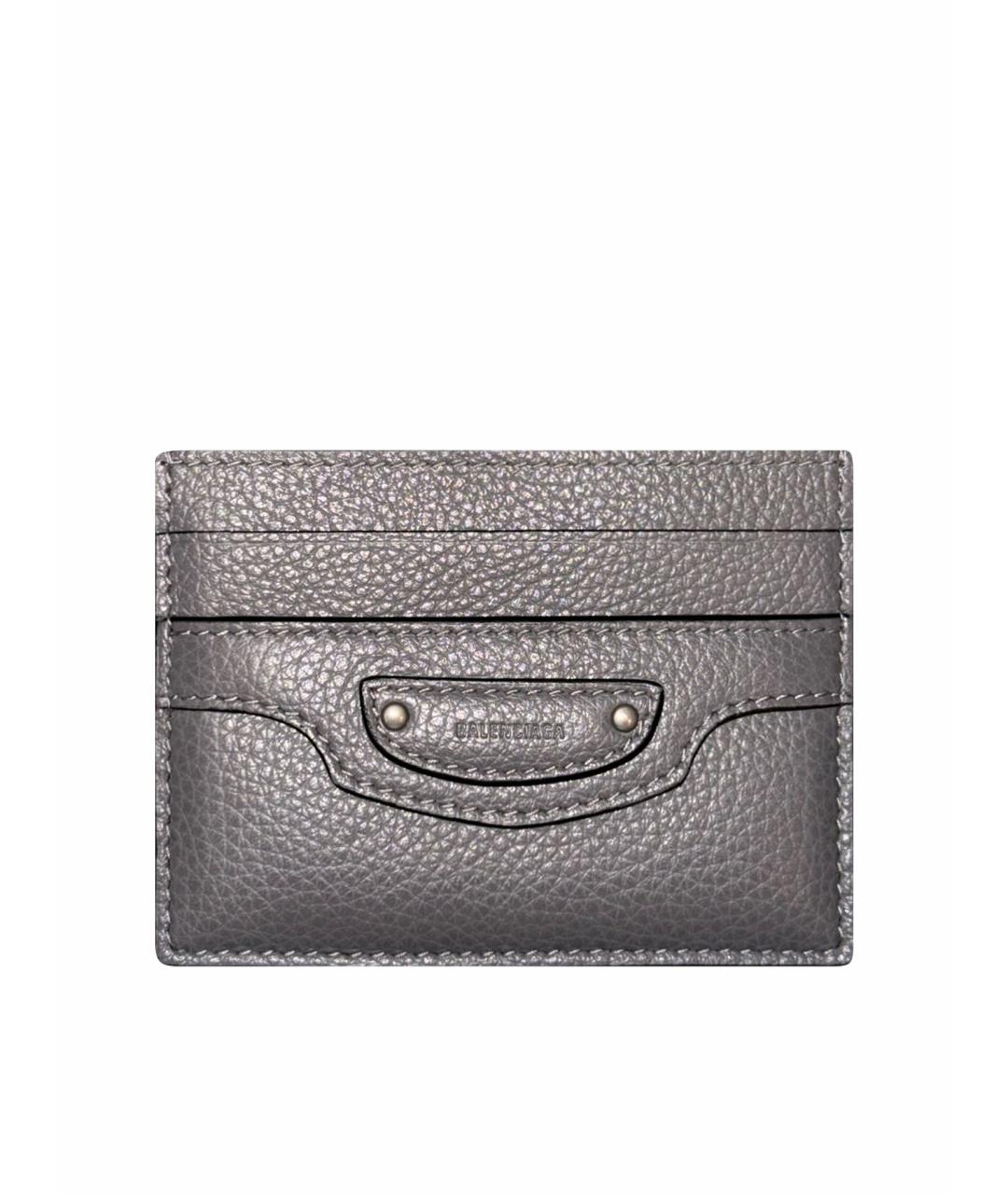 BALENCIAGA Серая кожаная визитница, фото 1